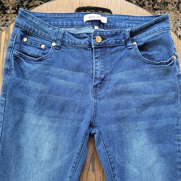 Jesse Jeans Mid-Rise Ankle Skinny Raw Hem Dark Wash Jeans Size Junior's 9 - Picture 2 of 11